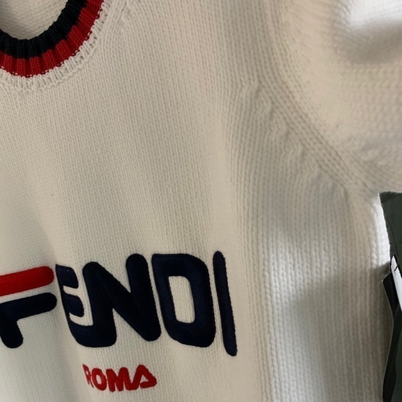 FENDI EMBROIDERED STRIPED COTTON SWEATER - Picture 6 of 15